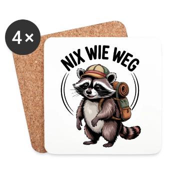 Outdoor Waschbär - Untersetzer (4er-Set) - Weiß - Vorne