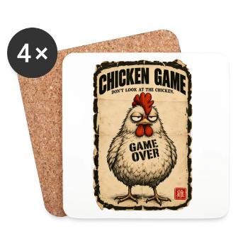  Chicken Game Don’t Look at the Chicken  - Untersetzer (4er-Set) - Weiß - Vorne