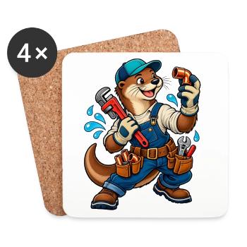 Klempner Handwerk / Handwerker - Untersetzer (4er-Set) - Weiß - Vorne