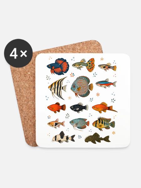 Tropische Fische | Aquarium & Zierfische - Untersetzer (4er-Set) - Weiß