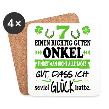 Bester Onkel Familie Glück Sprüche Family Lustig - Untersetzer (4er-Set) - Weiß - Vorne