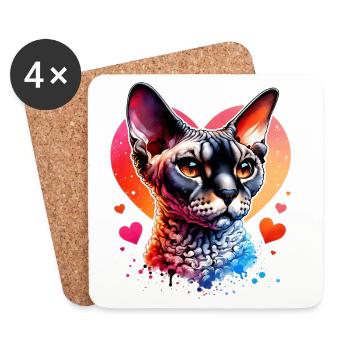 Devon Rex - Untersetzer (4er-Set) - Weiß - Vorne