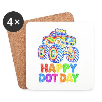 Happy Dot Day Monster Truck - Untersetzer (4er-Set) - Weiß - Vorne