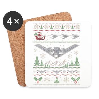 B2 Bomber Weihnachtspullover - Untersetzer (4er-Set) - Weiß - Vorne