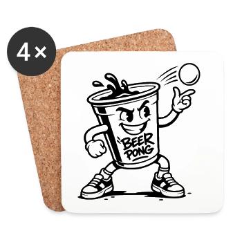 Beer Pong Becher - Untersetzer (4er-Set) - Weiß - Vorne