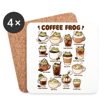 Kaffee Frosch Kawaii Niedlicher Frosch Liebhaber - Untersetzer (4er-Set) - Weiß - Vorne