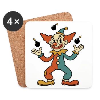 Vintage-Cartoon-Clown, der Bomben jongliert - Untersetzer (4er-Set) - Weiß - Vorne