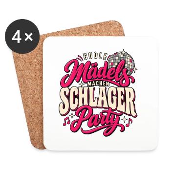 Schlager Party Mädels Discokugel Musik Freundinnen - Untersetzer (4er-Set) - Weiß - Vorne