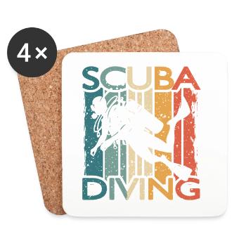 Retro Taucher SCUBA DIVING Für Schnorchler Taucher - Untersetzer (4er-Set) - Weiß - Vorne