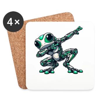 Roboter Frosch Dab Cyborg Sci Fi Cartoon - Untersetzer (4er-Set) - Weiß - Vorne
