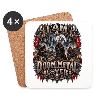 Doom Metal Lover – Dark Heavy Metal Music Fan - Untersetzer (4er-Set) - Weiß - Vorne
