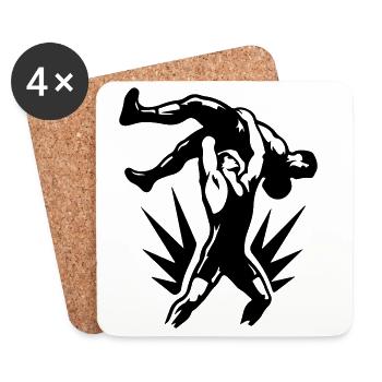 Wrestling Ringer Wurf Symbol Schwarz - Untersetzer (4er-Set) - Weiß - Vorne
