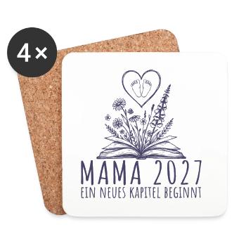 Werdende Mama 2027 Neues Kapitel beginnt - Untersetzer (4er-Set) - Weiß - Vorne