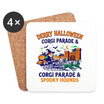 Derry Halloween Corgi Parade And Spooky Hounds - Untersetzer (4er-Set) - Weiß - Vorne