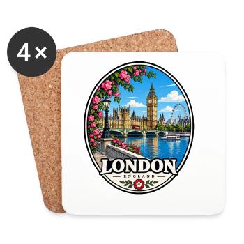 London Sehenswürdigkeiten Themse Großbritannien - Untersetzer (4er-Set) - Weiß - Vorne