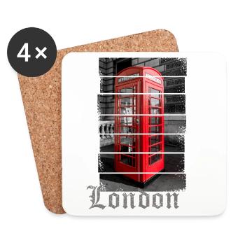 London Design mit Roter Telefonzelle Souvenir - Untersetzer (4er-Set) - Weiß - Vorne