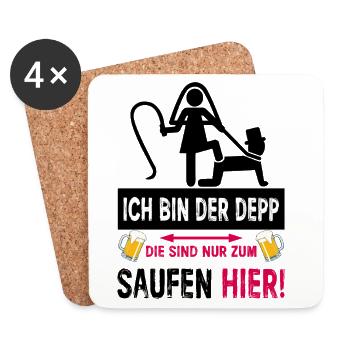 JGA Depp Shirt Lustiger Junggesellenabschied - Untersetzer (4er-Set) - Weiß - Vorne