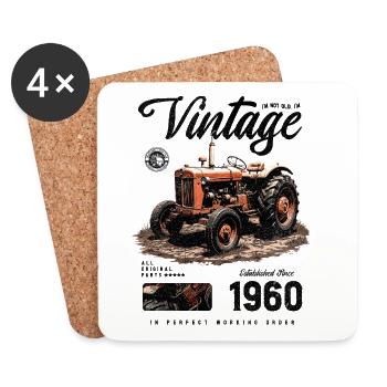 Geburtstag eines Vintage-Traktorbauern 1960 - Untersetzer (4er-Set) - Weiß - Vorne
