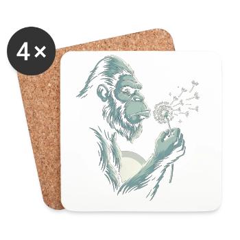 Nachdenklicher Gorilla-Löwenzahn-Liebhaber - Untersetzer (4er-Set) - Weiß - Vorne