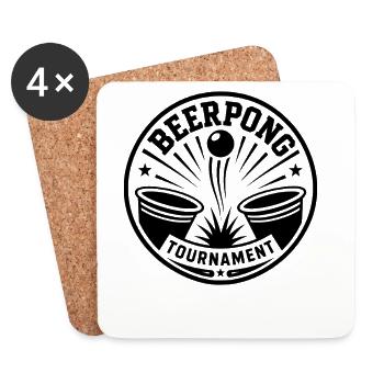 Beer Pong Turnier - Untersetzer (4er-Set) - Weiß - Vorne
