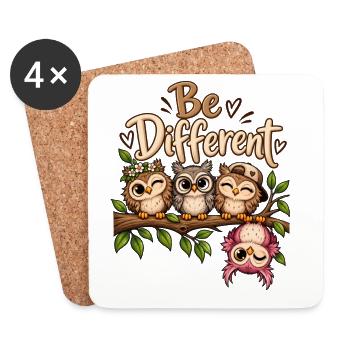 Süße Eulen Be different Eulenfans anders sein  - Untersetzer (4er-Set) - Weiß - Vorne