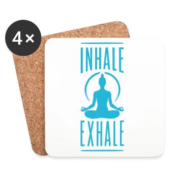 Inhale Exhale Yoga Meditation Spruch - Untersetzer (4er-Set) - Weiß - Vorne