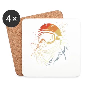 Snowboarderin Zeichnung Vintage - Untersetzer (4er-Set) - Weiß - Vorne