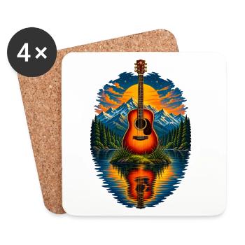 Acoustic Guitar Sunset By The Lake - Untersetzer (4er-Set) - Weiß - Vorne