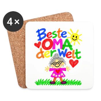 Beste Oma der Welt gemaltes Geschenk vom Enkelkind - Untersetzer (4er-Set) - Weiß - Vorne