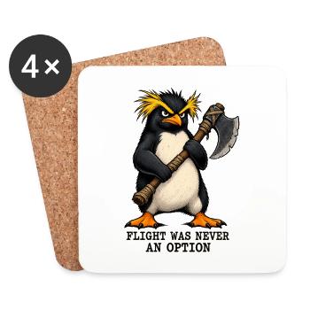 Funny Angry Penguin - Flight Was Never An Option - Untersetzer (4er-Set) - Weiß - Vorne