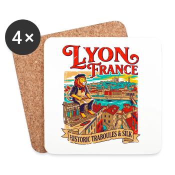 Vintage Lyon France Historic Traboules And Silk - Untersetzer (4er-Set) - Weiß - Vorne
