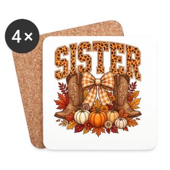 Herbstleopardenschwester Halloween - Untersetzer (4er-Set) - Weiß - Vorne