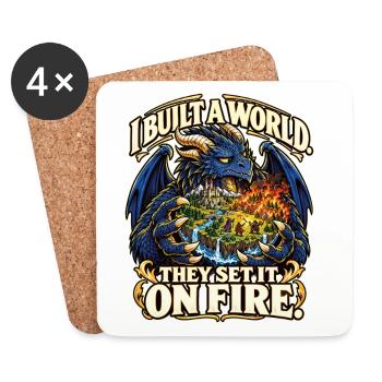 Fantasy RPG – I Built a World They Set It on Fire - Untersetzer (4er-Set) - Weiß - Vorne