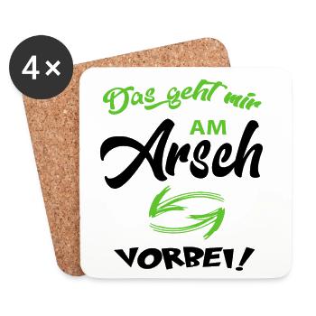 Das geht am Arsch vorbei Sprüche Lustig Floskeln - Untersetzer (4er-Set) - Weiß - Vorne