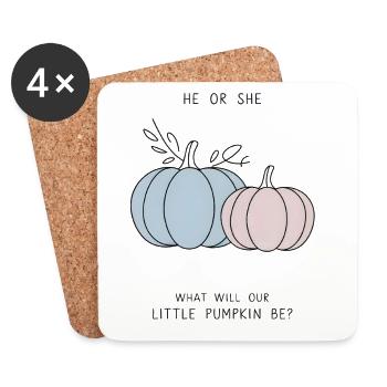 Er oder sie Little Pumpkin Geschlechtsenthüllung - Untersetzer (4er-Set) - Weiß - Vorne