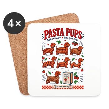 Pasta Pups Dachshund  - Untersetzer (4er-Set) - Weiß - Vorne
