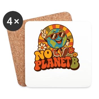No Planet B – Erde Umweltschutz Retro - Untersetzer (4er-Set) - Weiß - Vorne