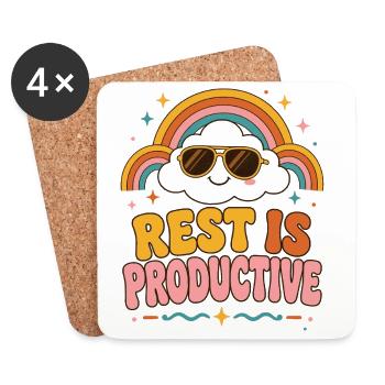 Rest ist produktiv Regenbogen - Untersetzer (4er-Set) - Weiß - Vorne