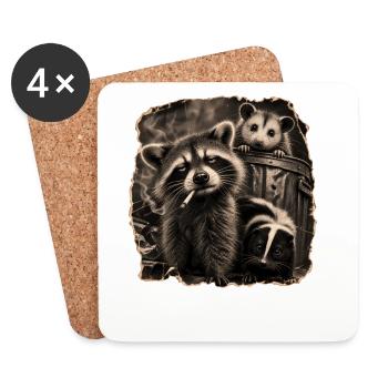 Trash Panda Night Crew Raccoon Opossum Skunk  - Untersetzer (4er-Set) - Weiß - Vorne