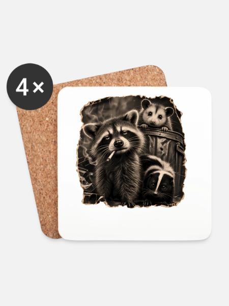 Trash Panda Night Crew Raccoon Opossum Skunk  - Untersetzer (4er-Set) - Weiß