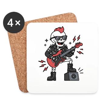 Cute Kawaii Skeleton Rock star Electric Guitarist - Untersetzer (4er-Set) - Weiß - Vorne