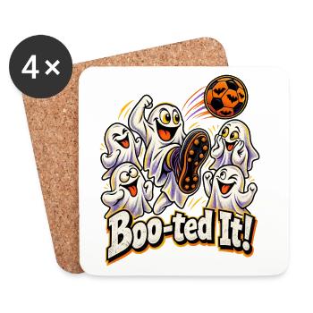 Boo-ted It Halloween-Fußball mit kichernden - Untersetzer (4er-Set) - Weiß - Vorne