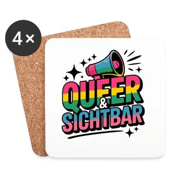 Queer Und Sichtbar Pride LGBTQ Community - Untersetzer (4er-Set) - Weiß - Vorne