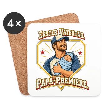 Erster Vatertag Papa Premiere Neuer Papa - Untersetzer (4er-Set) - Weiß - Vorne