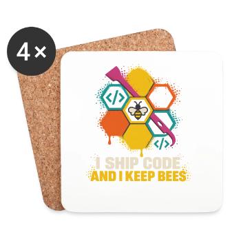 Bienen, Code und bunte Sechsecke - Untersetzer (4er-Set) - Weiß - Vorne