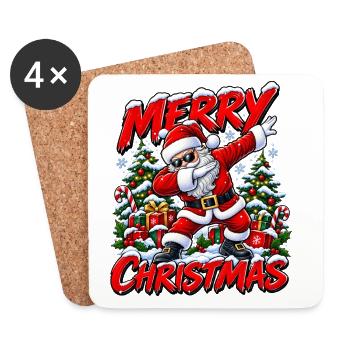 Weihnachtsmann Nikolaus Santa Claus Dabbing  - Untersetzer (4er-Set) - Weiß - Vorne