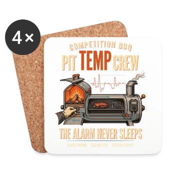 Pit Temp Crew – Alarm Never Sleeps - Untersetzer (4er-Set) - Weiß - Vorne