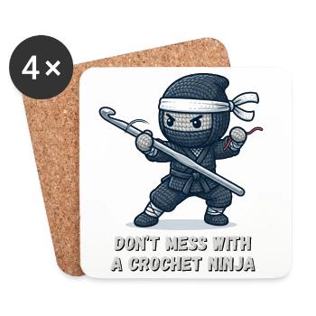 Crochet Ninja – Nicht anfassen - Untersetzer (4er-Set) - Weiß - Vorne