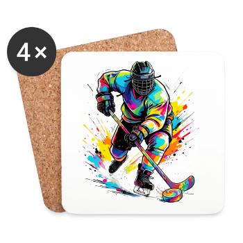 Eishockey Eishockeyspieler bunt - Untersetzer (4er-Set) - Weiß - Vorne