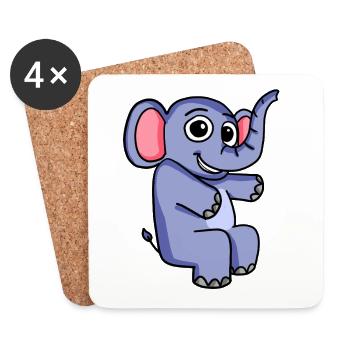 Elefant Motiv - Untersetzer (4er-Set) - Weiß - Vorne